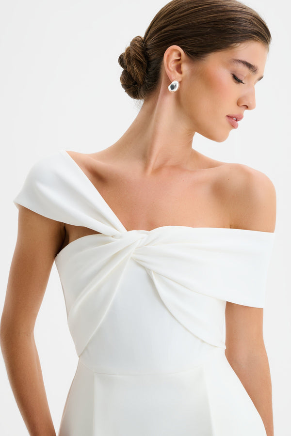 Lavish Alice MILA Twisted One Shoulder Mini Dress In White