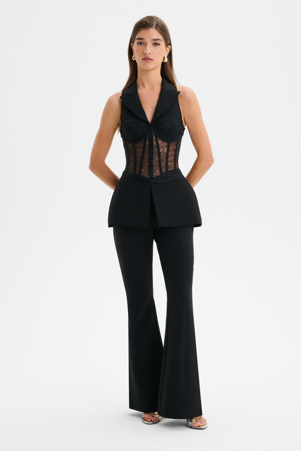 Lavish Alice RENEE Lace Corset Tailored Jumpsuit In Black