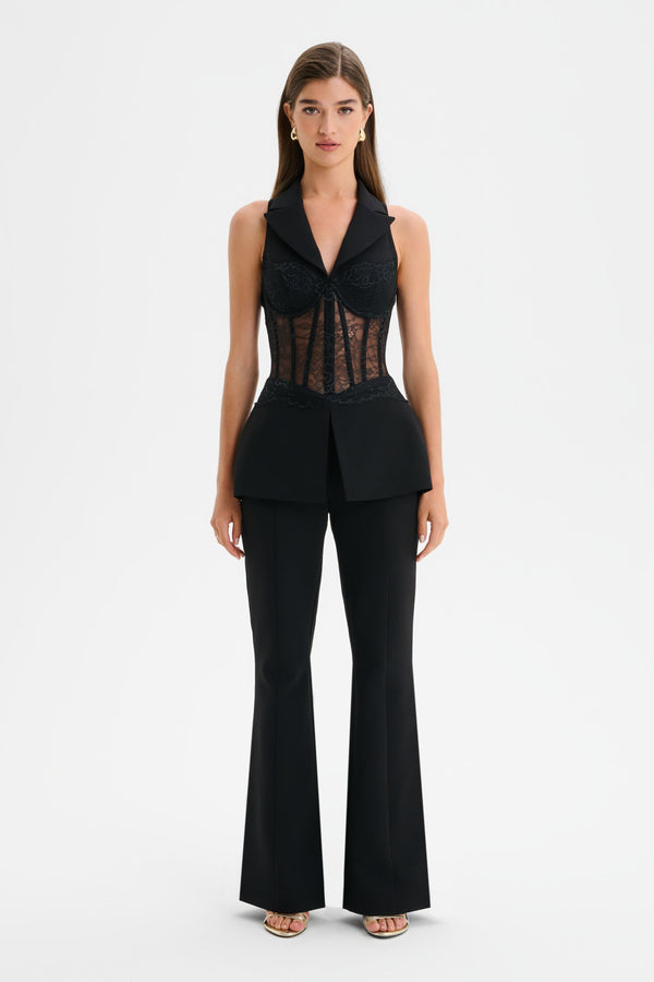 lavish alice RENEE Lace Corset Tailored Jumpsuit in Black