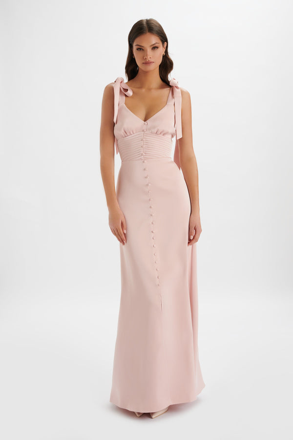 Lavish Alice REVE Satin Tie Shoulder Maxi Dress In Pink