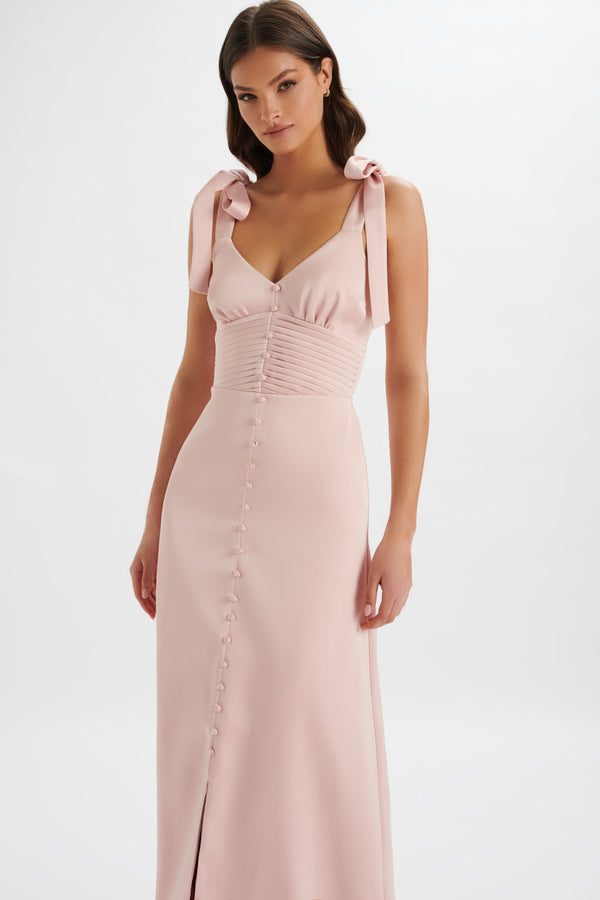 Lavish Alice REVE Satin Tie Shoulder Maxi Dress In Pink