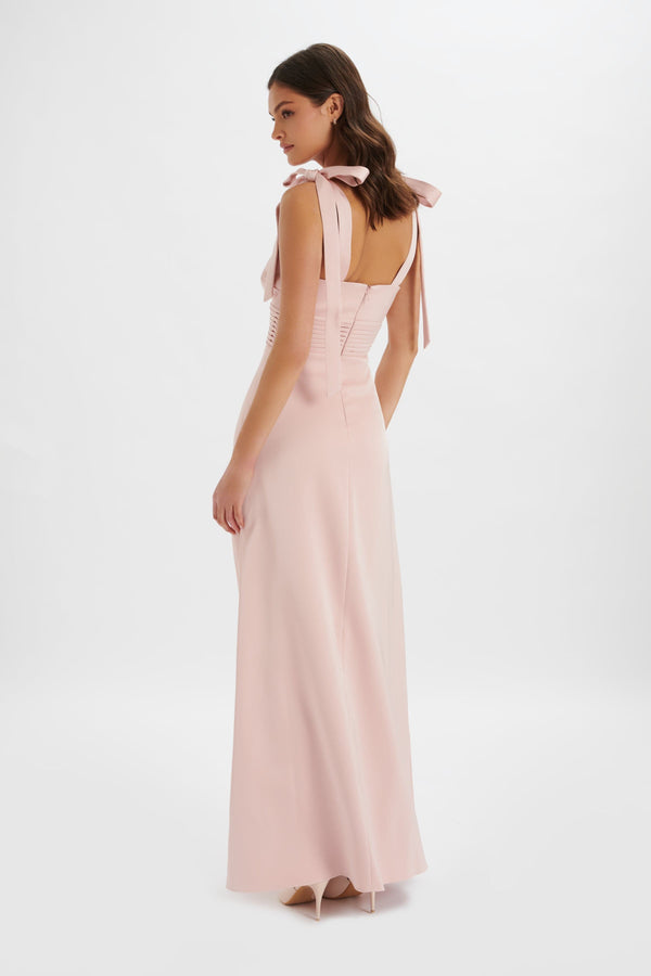 Lavish Alice REVE Satin Tie Shoulder Maxi Dress In Pink