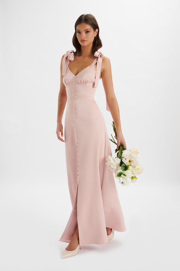 lavish alice REVE Satin Tie Shoulder Maxi Dress in Pink