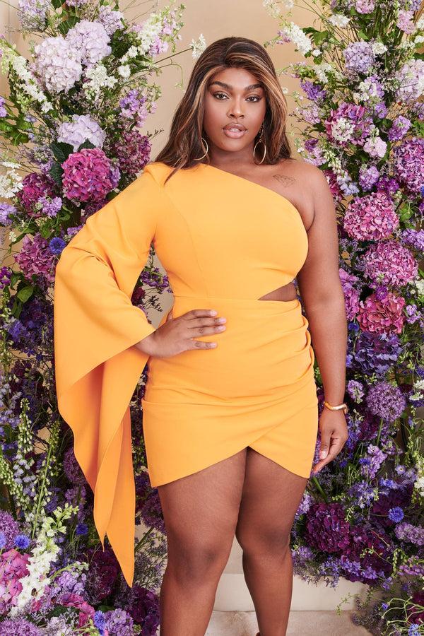 lavish alice RILEY Curve Mini Dress In Mango Orange
