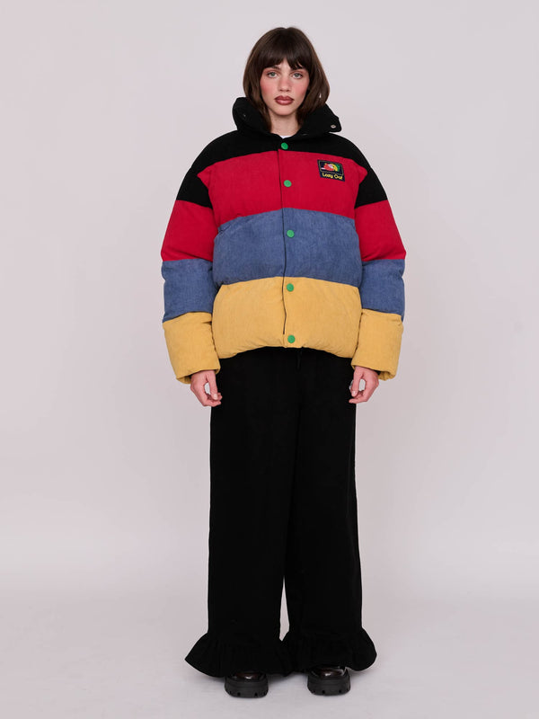 Lazy Oaf Colour Block Cord Puffer Jacket - Shipping From 27/10