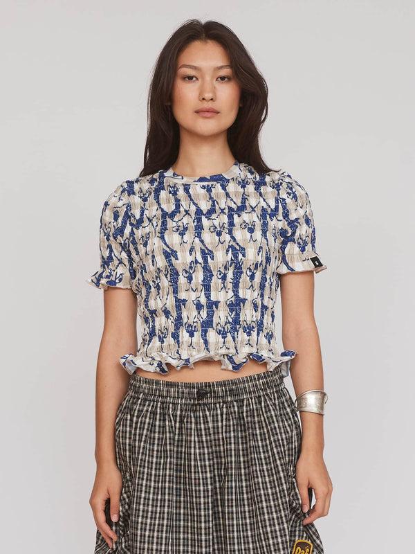 lazy oaf Attack Of The Cats Shirred Top