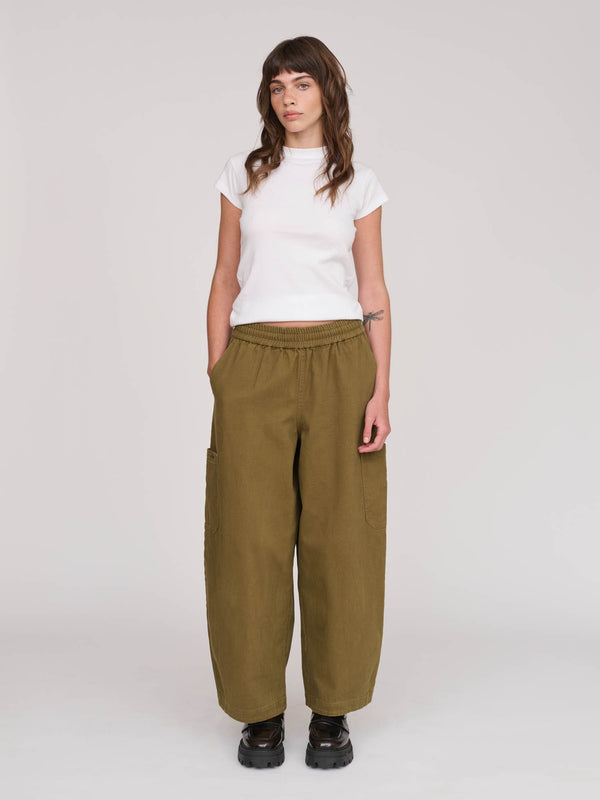 Lazy Oaf Bev Khaki Barrel Leg Pants