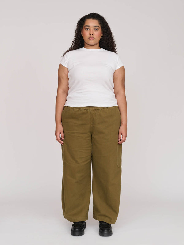 lazy oaf Bev Khaki Barrel Leg Pants
