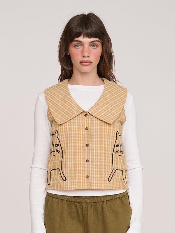 lazy oaf Cat Pals Sleeveless Collared Shirt