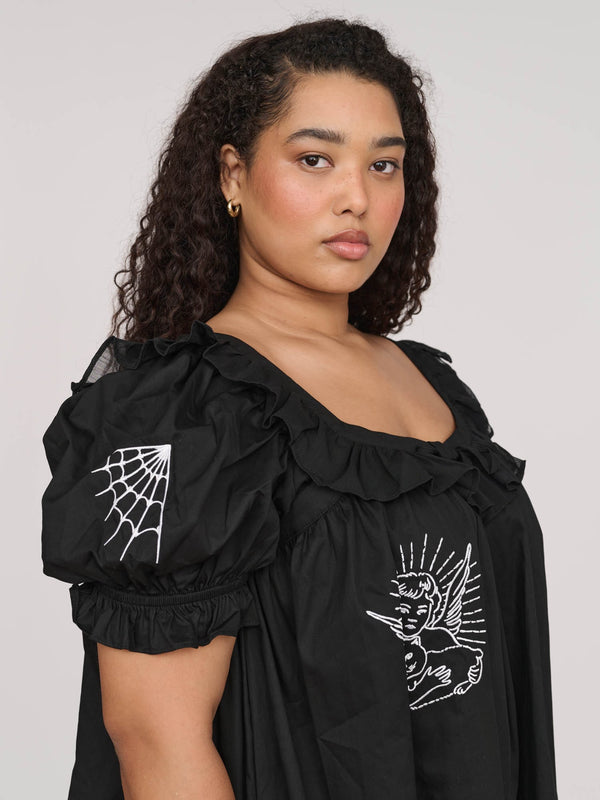 Lazy Oaf Cherubs Frill Mini Dress