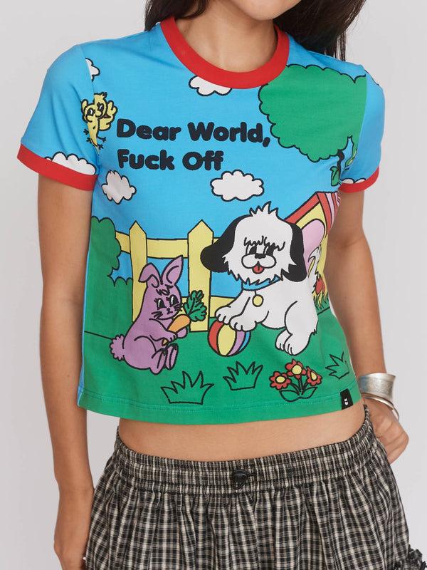 lazy oaf Dear World Fitted Tee