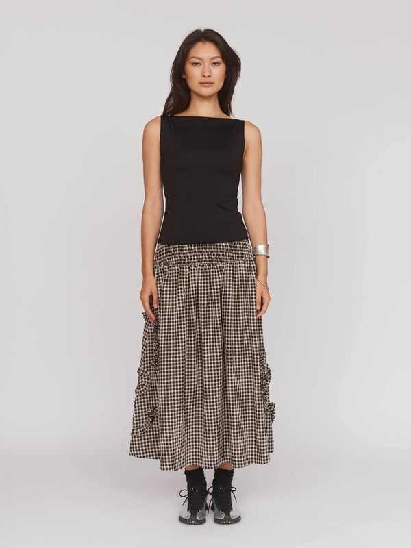 lazy oaf Gingham Flower Shirred Skirt