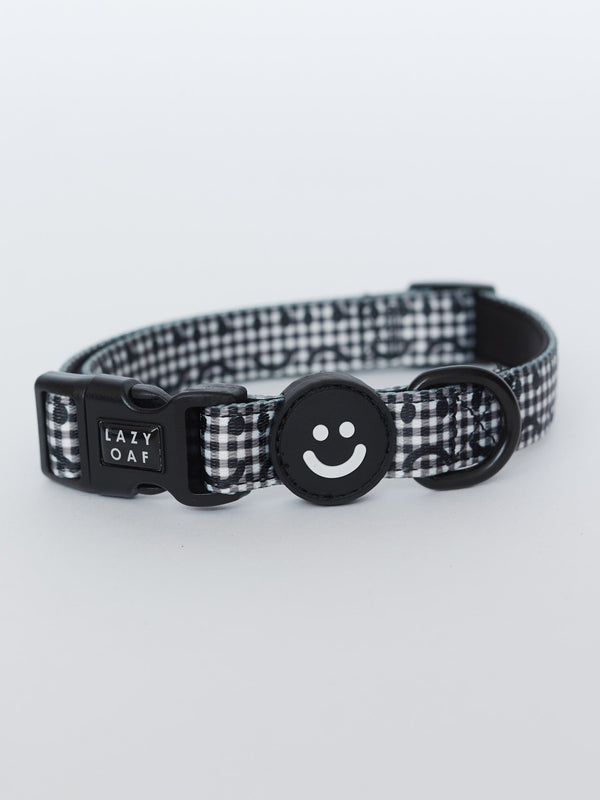 lazy oaf Happy Sad Gingham Dog Collar