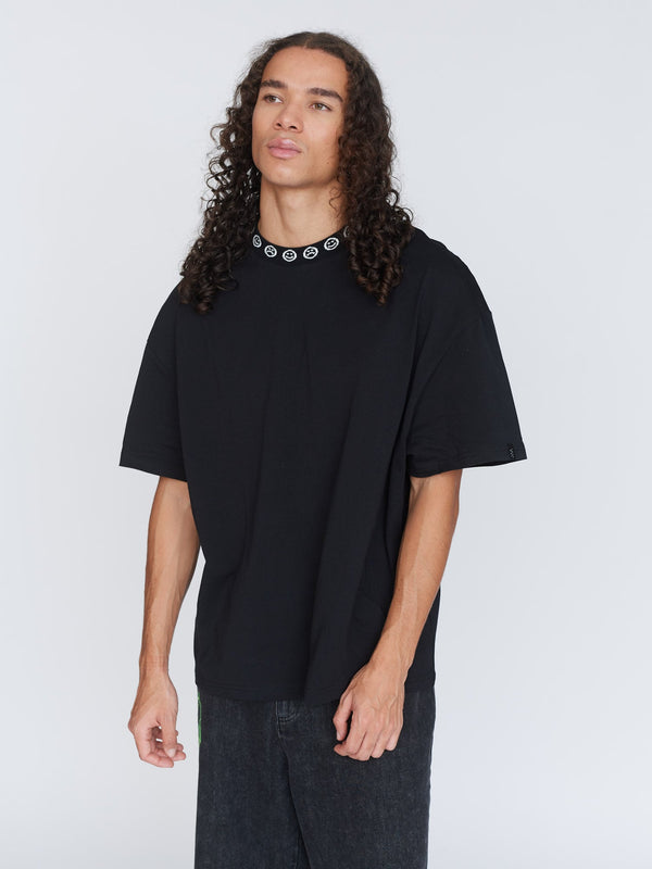 lazy oaf Happy Sad Jacquard Collar T-Shirt