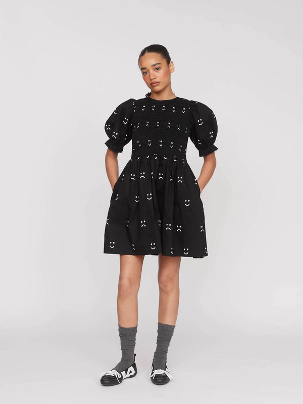 lazy oaf Happy Sad Shirred Mini Dress