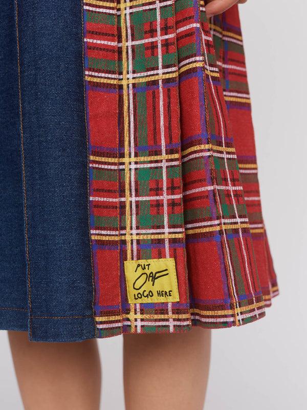 Lazy Oaf Mash Up Denim Pleated Skirt