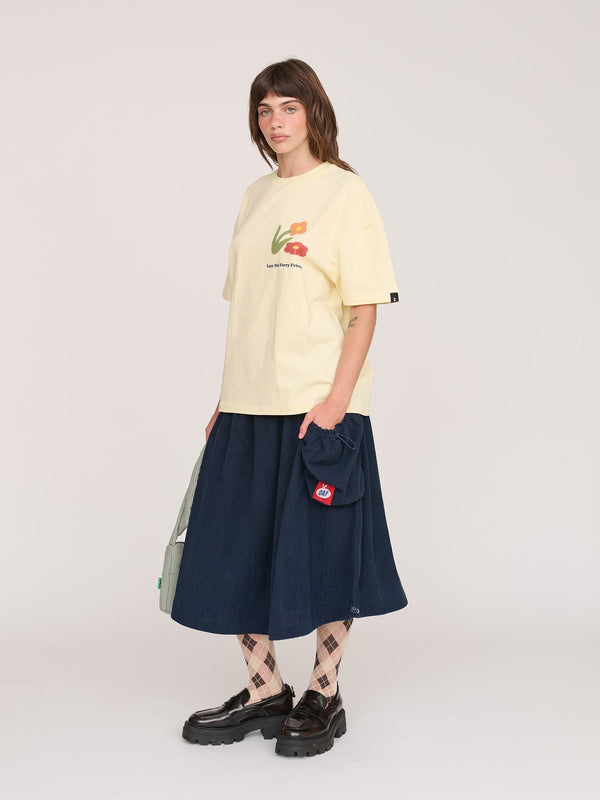 Lazy Oaf Navy Corduroy Bungee Skirt