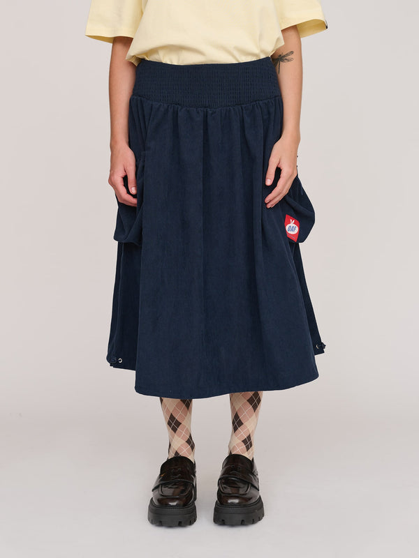 lazy oaf Navy Corduroy Bungee Skirt