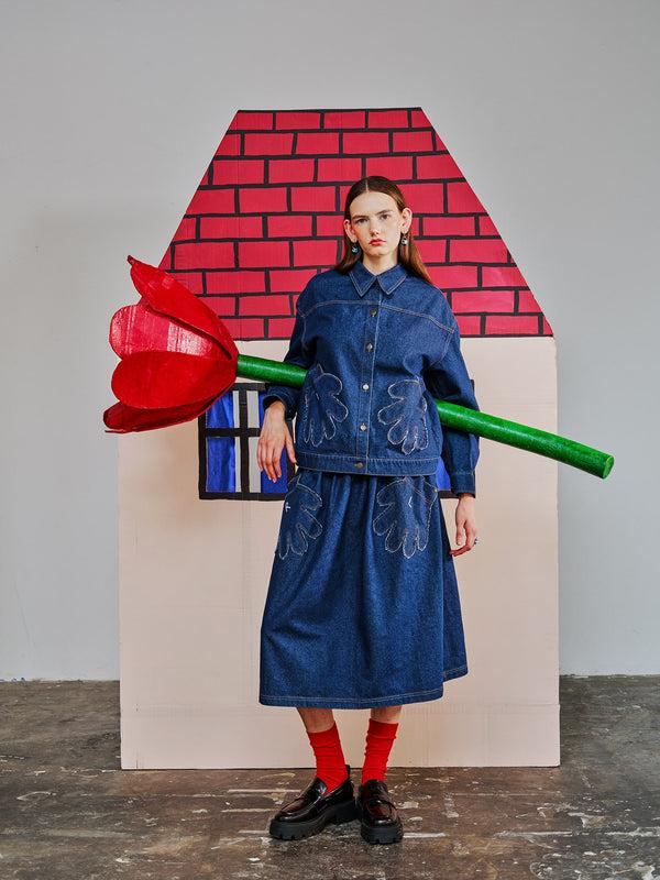 lazy oaf Out Of Hand Denim Midi Skirt