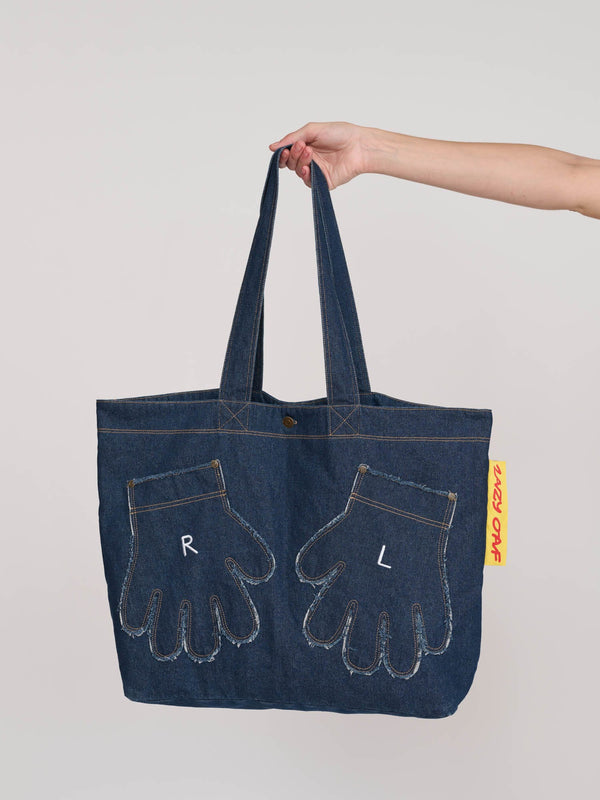lazy oaf Out Of Hand Denim Tote Bag