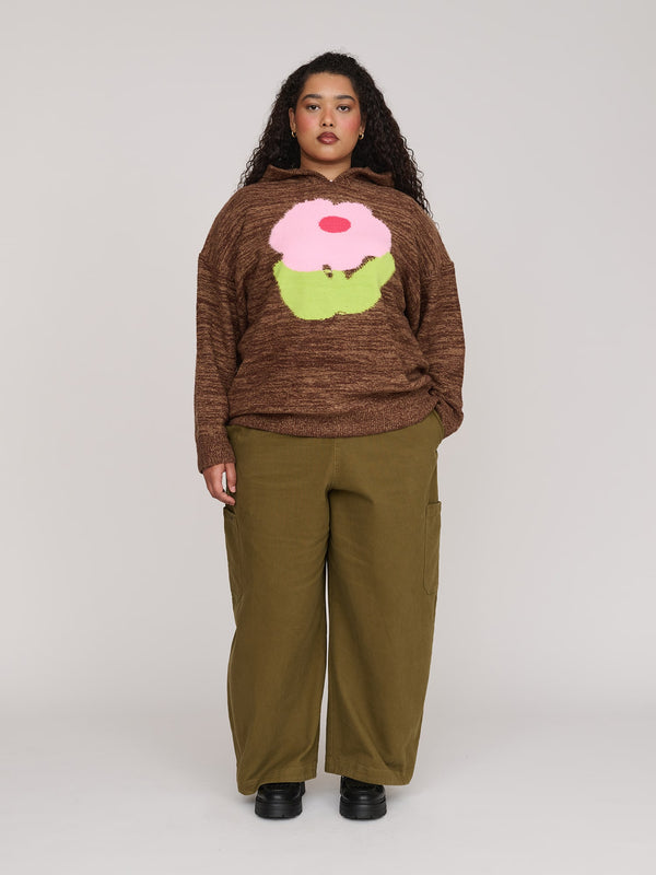 Lazy Oaf Pink Fuzz Flower Oversized Jumper