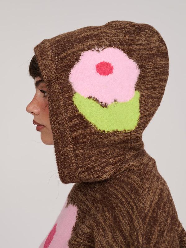 Lazy Oaf Pink Fuzz Flower Oversized Jumper