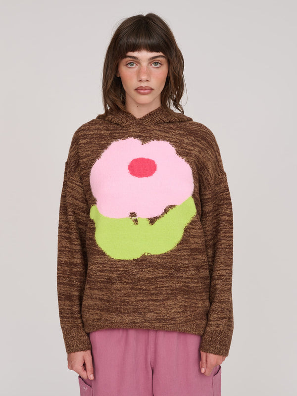 lazy oaf Pink Fuzz Flower Oversized Jumper