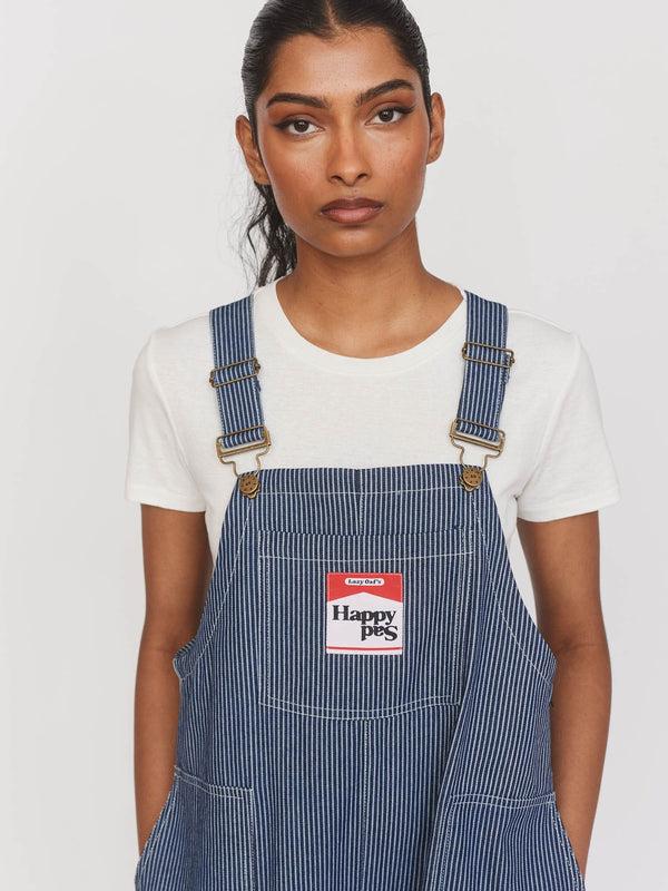 Lazy Oaf Pinstripe Oversized Dungarees