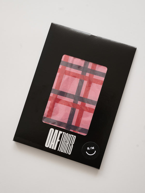 Lazy Oaf Red And Pink Check Tights