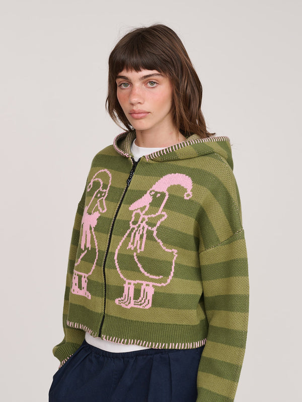 Lazy Oaf Silly Goose Zip Up Knit Hoodie