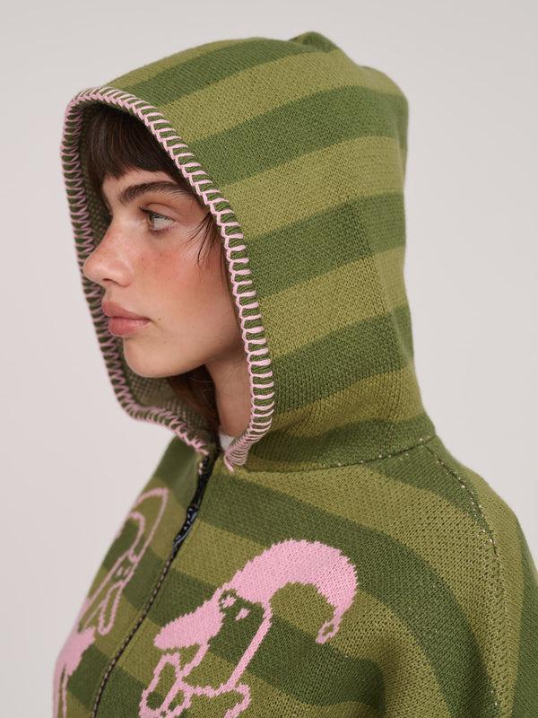 Lazy Oaf Silly Goose Zip Up Knit Hoodie