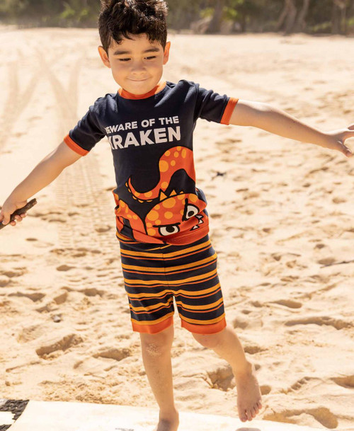 Lazy One Beware Of The Kraken Kid's Octopus PJ Short Set