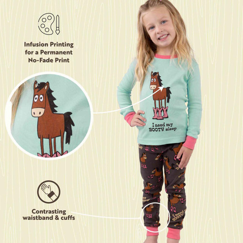 Lazy One Booty Sleep Blue Kid's Horse Long Sleeve PJ's