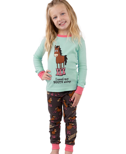lazy one Booty Sleep Blue Kid's Horse Long Sleeve PJ's