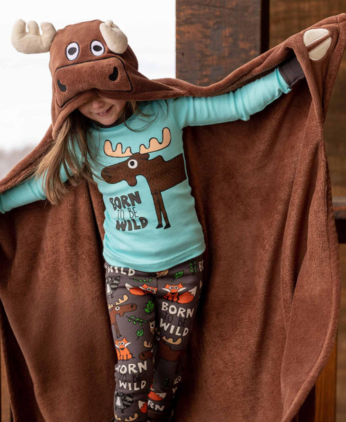 Lazy One Born To Be Wild Kid's Long Sleeve Critter PJ's