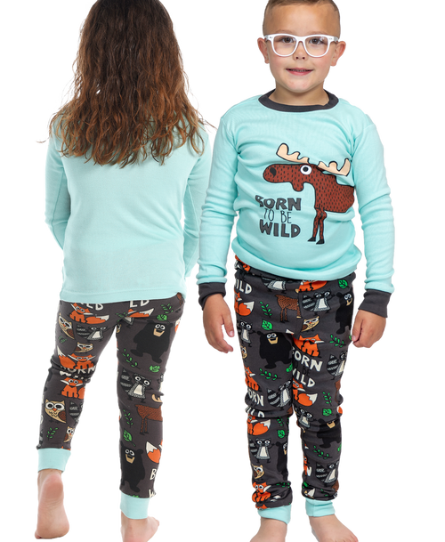 Lazy One Born To Be Wild Kid's Long Sleeve Critter PJ's