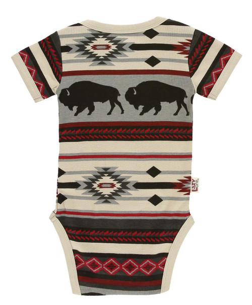 Lazy One Buffalo Fair Isle Grey Infant Creeper Onesie