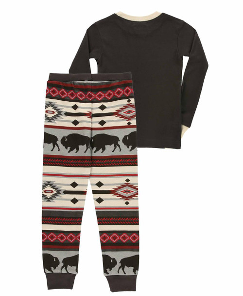Lazy One Buffalo Fair Isle Grey Kid's Long Sleeve PJ's
