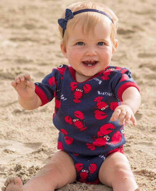 Lazy One Butter Me Up Blue Lobster Infant Creeper Onesie