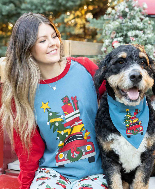 Lazy One Christmas Cars Women's Regular Fit Long Sleeve PJ Tee