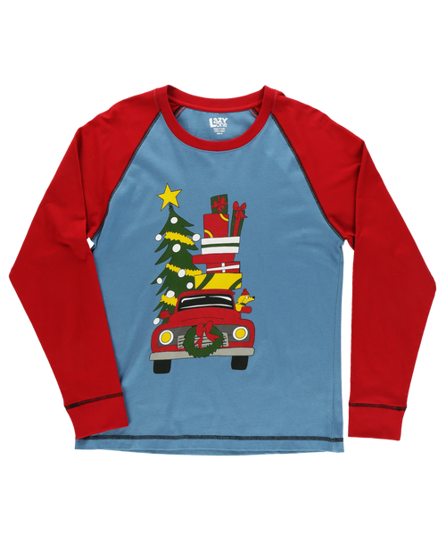 Lazy One Christmas Cars Women's Regular Fit Long Sleeve PJ Tee