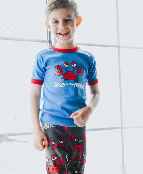 Lazy One Crabby In The Morning Kids Short Sleeve PJ's