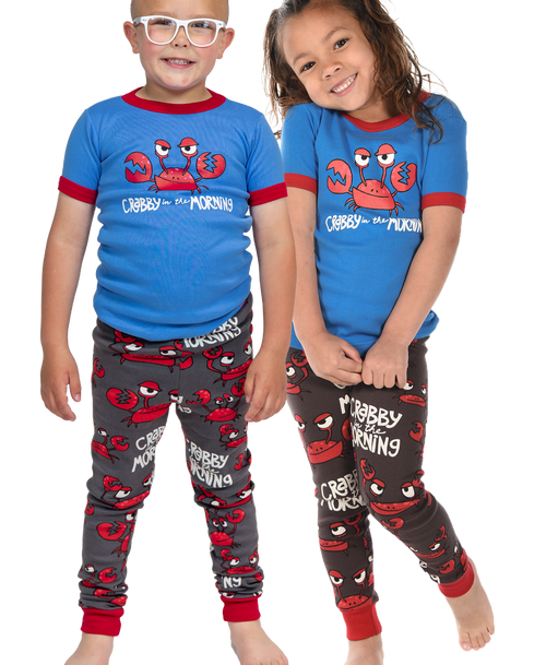 lazy one Crabby In The Morning Kids Short Sleeve PJ's