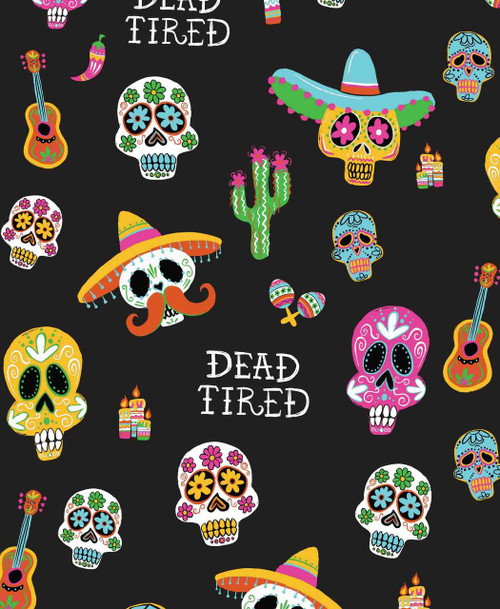 Lazy One Dead Tired Orange Women's Skull Regular Fit PJ Set