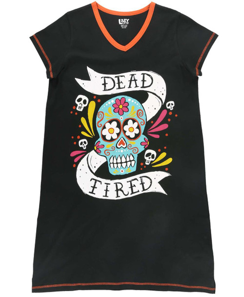 Lazy One Dead Tired Women's Black V-neck Nightshirt
