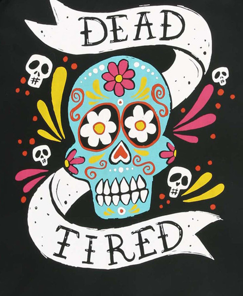 Lazy One Dead Tired Women's Black V-neck Nightshirt