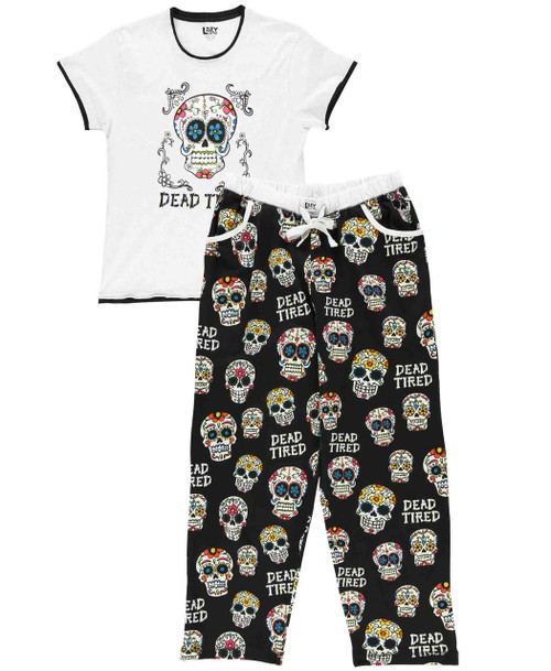 Lazy One Dead Tired Women's Skull Regular Fit PJ Set