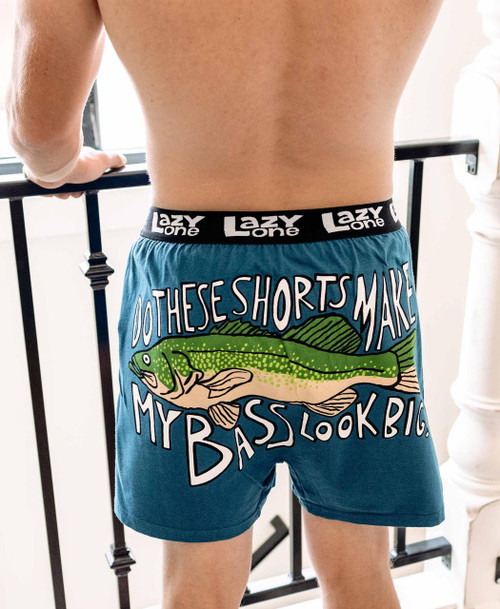 Lazy One Do These Shorts Make My Bass Look Big? Men's Funny Boxer