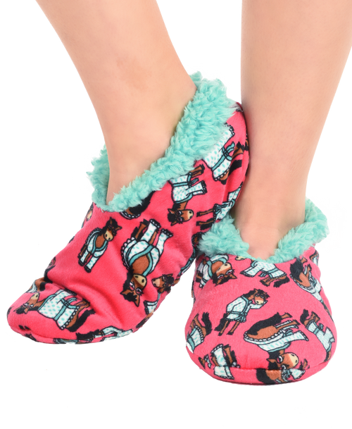 lazy one Don't Do Mornings Horse Fuzzy Feet Slipper
