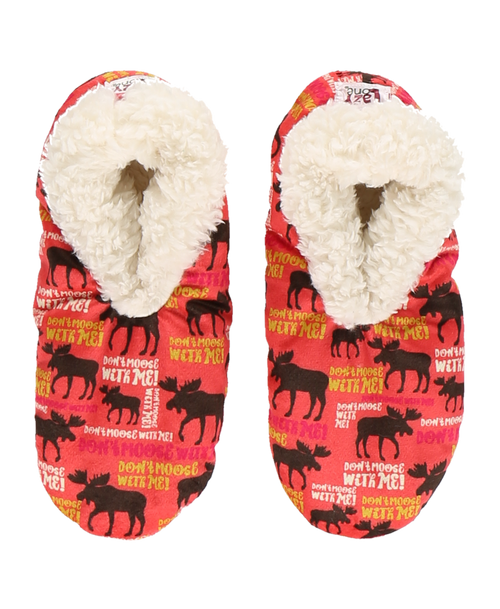 Lazy One Don't Moose With Me Moose Fuzzy Feet Slipper
